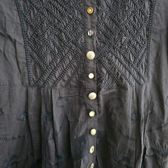 Soft Surroundings Alka Blue Mismatched Button Tunic Shirt Sz PL Costal Grandma - Picture 6 of 16